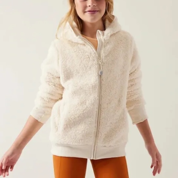Athleta Girl So Snug Cream Sherpa Jacket Size 12 Large - Picture 6 of 6